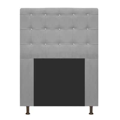 Cabeceira Dama 90Cm Solteiro Com Strass Suede Cinza