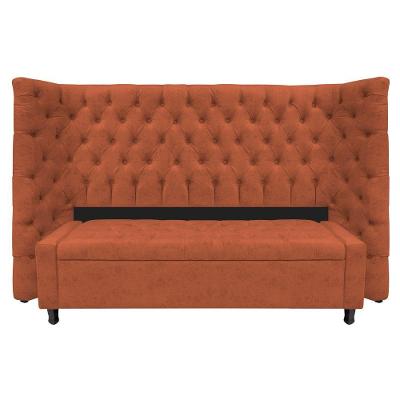 Kit Cabeceira e Calçadeira Baú Queen Everest P02 160cm Para Cama Box Suede Terracota