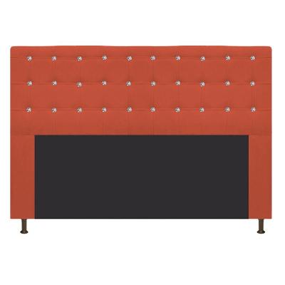 Cabeceira Dama 160Cm Queen Size Com Strass Suede Terracota