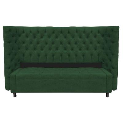 Kit Cabeceira e Calçadeira Baú King Everest P02 195cm Para Cama Box Suede Verde