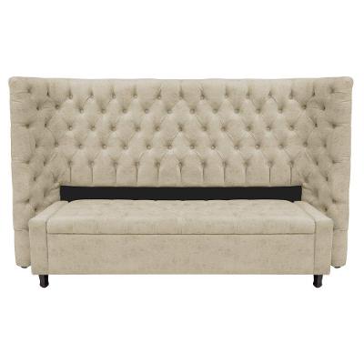 Kit Cabeceira E Calçadeira Baú King Everest P02 195 Cm Para Cama Box Corano - Amarena Móveis Bege
