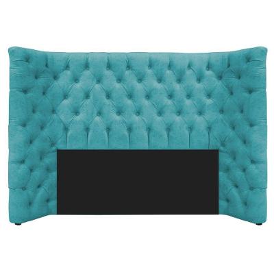 Cabeceira Casal Everest P02 140cm Para Cama Box Suede Azul Turquesa