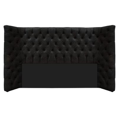 Cabeceira Queen Everest P02 160cm Para Cama Box Suede - Doce Sonho Móveis Preto
