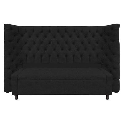 Kit Cabeceira e Calçadeira Baú Queen Everest P02 160cm Para Cama Box Corano Preto
