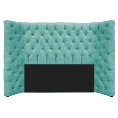 Cabeceira Casal Everest P02 140cm Para Cama Box Suede Azul Tiffany