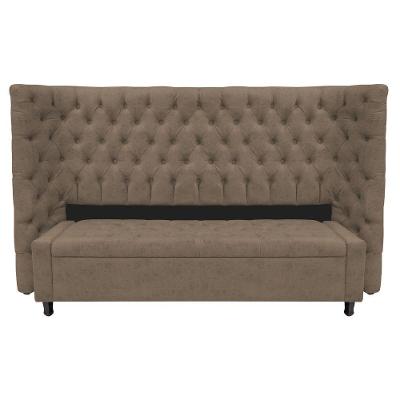 Kit Cabeceira e Calçadeira Baú King Everest P02 195cm Para Cama Box Suede Marrom
