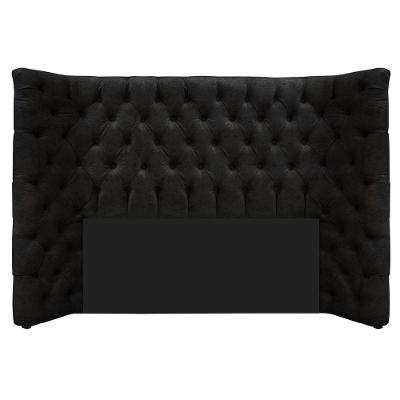 Cabeceira Casal Everest P02 140cm Para Cama Box Suede - Doce Sonho Móveis Preto