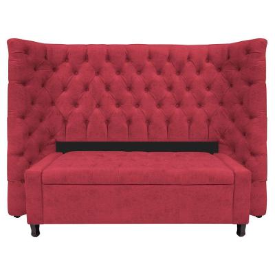 Kit Cabeceira e Calçadeira Baú Queen Everest P02 160cm Para Cama Box Suede Vermelho
