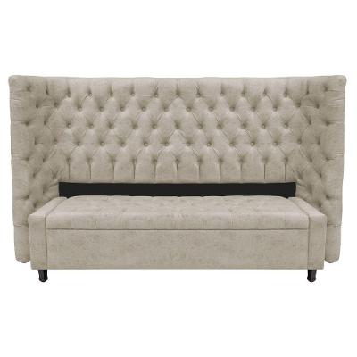 Kit Cabeceira e Calçadeira Baú King Everest P02 195cm Para Cama Box Suede Bege