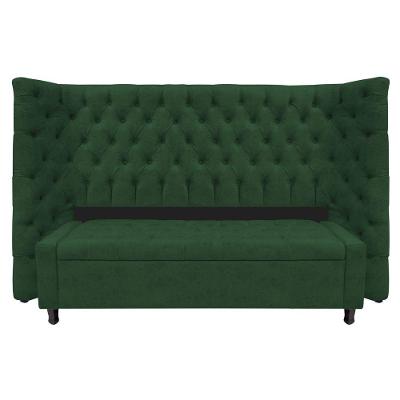 Kit Cabeceira e Calçadeira Baú Queen Everest P02 160cm Para Cama Box Suede Verde