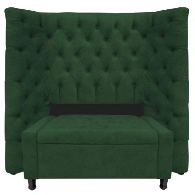 Kit Cabeceira e Calçadeira Baú Solteiro Everest P02 90cm Para Cama Box Suede Verde