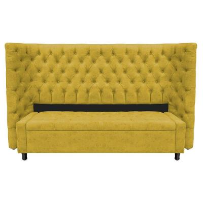 Kit Cabeceira e Calçadeira Baú King Everest P02 195cm Para Cama Box Suede Amarelo