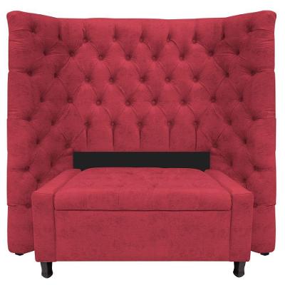 Kit Cabeceira e Calçadeira Baú Solteiro Everest P02 90cm Para Cama Box Suede Vermelho