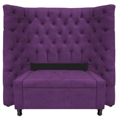 Kit Cabeceira e Calçadeira Baú Solteiro Everest P02 90cm Para Cama Box Suede Roxo
