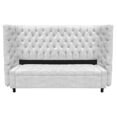 Kit Cabeceira e Calçadeira Baú King Everest P02 195cm Para Cama Box Suede Branco