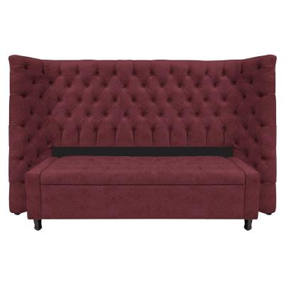Kit Cabeceira e Calçadeira Baú Queen Everest P02 160cm Para Cama Box Suede Bordô