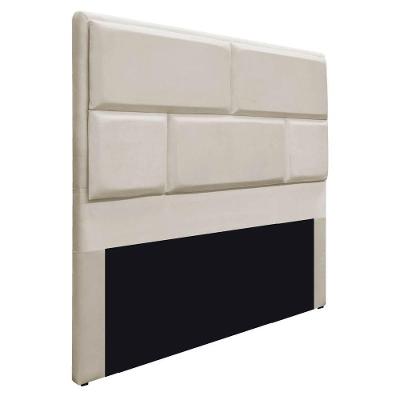 Cabeceira King Brick P02 195 cm Para Cama Box Suede Bege