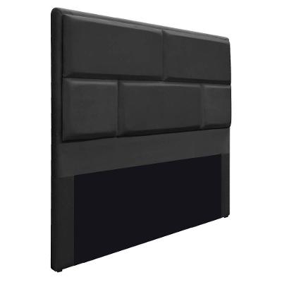 Cabeceira Solteiro Brick P02 90 cm Para Cama Box Suede Preto