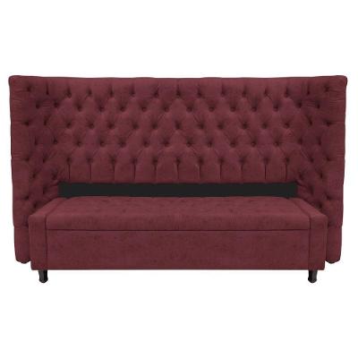Kit Cabeceira e Calçadeira Baú King Everest P02 195cm Para Cama Box Suede Bordô