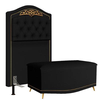 Cabeceira Cama Box Solteiro 90Cm Corano Preto