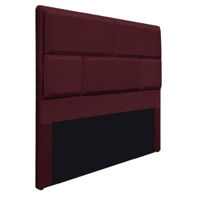 Cabeceira Solteiro Brick P02 90 cm Para Cama Box Suede Bordô