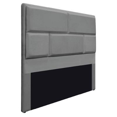 Cabeceira Solteiro Brick P02 90 cm Para Cama Box Suede Cinza