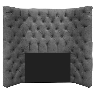 Cabeceira Solteiro Everest P02 90cm Para Cama Box Linho Chumbo