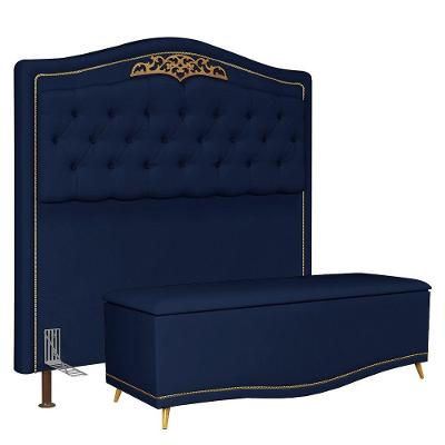 Cabeceira Cama Box Casal 140Cm Suede Azul