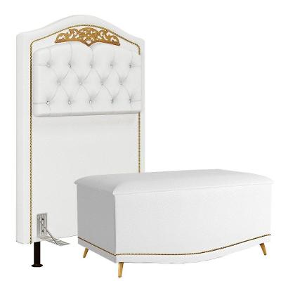 Cabeceira Cama Box Solteiro 90Cm Corano Branco