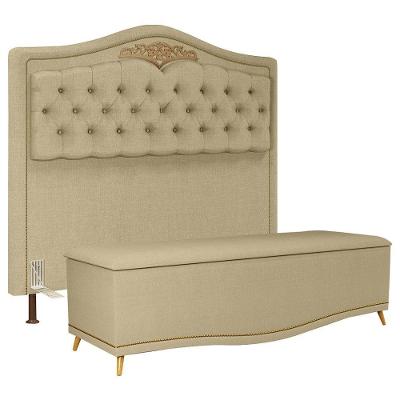 Cabeceira Cama Box Casal 195Cm Linho Areia