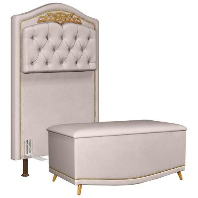 Cabeceira Cama Box Solteiro 90Cm Suede Bege