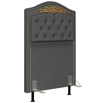Cabeceira Cama Box Solteiro 90Cm Suede Chumbo
