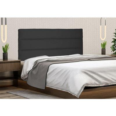 Painel Cabeceira Livia Cama Box Solteiro 90Cm Suede Preto