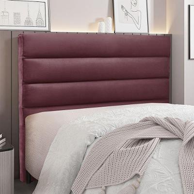 Cabeceira Cama Box Casal La Italiana 140Cm Veludo Púrpura