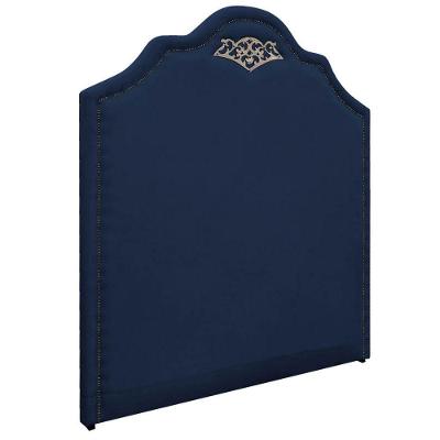 Cabeceira Queen P02 160 Cm Para Cama Box Suede Azul Marinho