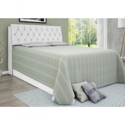 Cabeceira Box Casal Queen Isis Branco Com Capitonê Branco