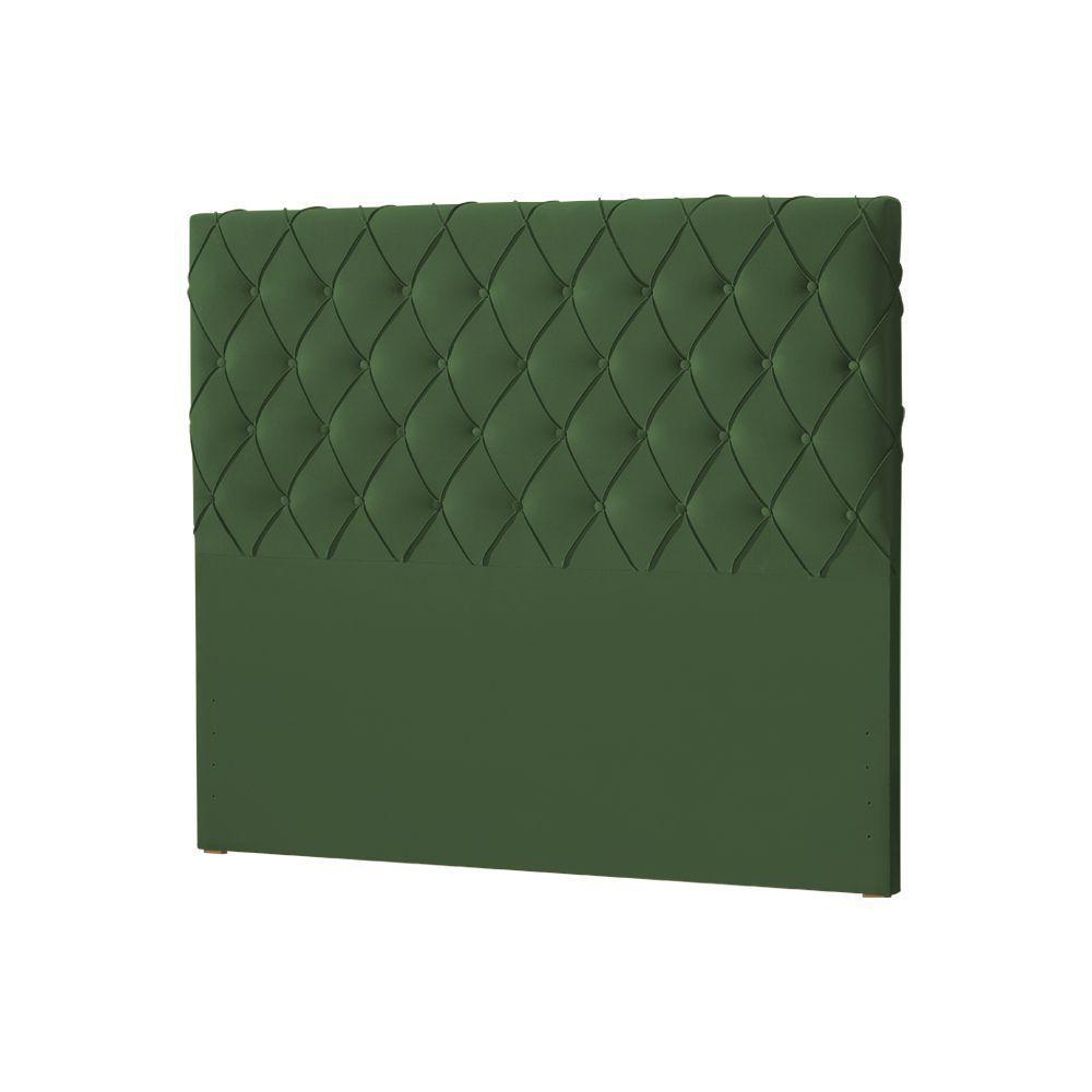 Cabeceira Estofada Capitonê Chicago 195Cm Veludo Verde - Cor: Verde - 1