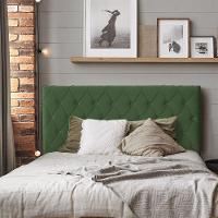 Cabeceira Estofada Capitonê Chicago 195Cm Veludo Verde - Cor: Verde - 1