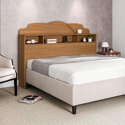 Cabeceira Casal Cama Box Queen 1,60M Com Nicho Cristal - Amêndoa - Cor: Marrom