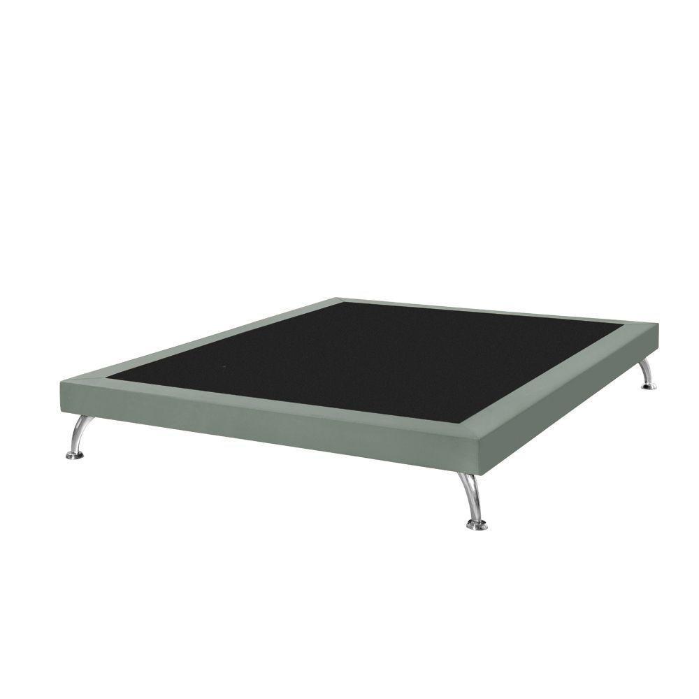 Estrutura Para Cama Base Japonesa 160Cm Em Veludo Cinza - Cor: Cinza - 1