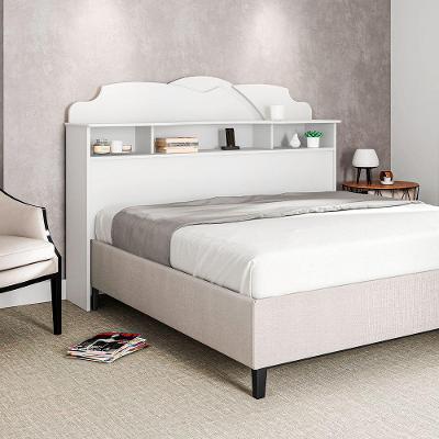 Cabeceira De Casal Cama Box Queen 1,60M Com Nicho Cristal Branco - Cor: Branco