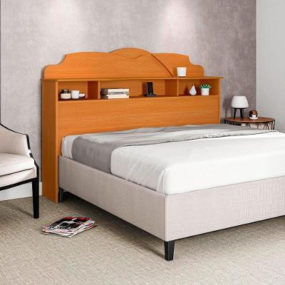 Cabeceira Casal Cama Box Queen 1,60M Com Nicho Cristal - Nature - Cor: Marrom