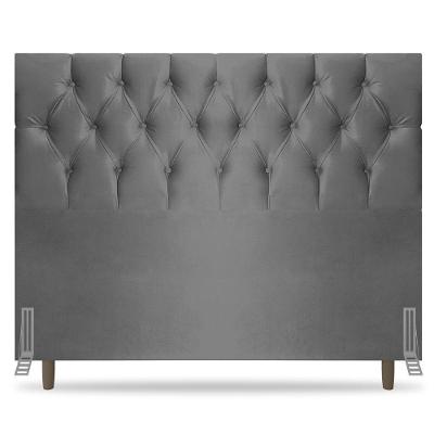 Cabeceira Cama Box Casal Queen Size Madrid 160Cm Suede Cinza