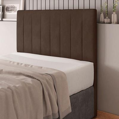 Cabeceira Cama Box Casal Ivana 140cm Veludo Marrom - Abmaza