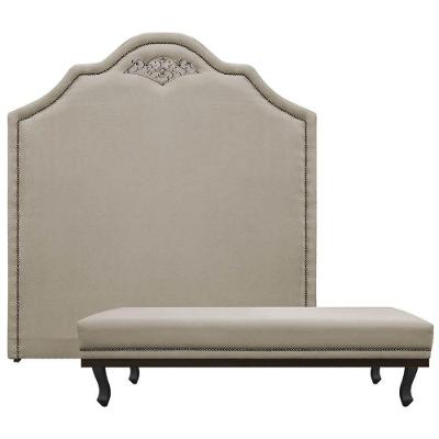 Kit Cabeceira E Calçadeira Queen 160 Cm Para Cama Box Bege