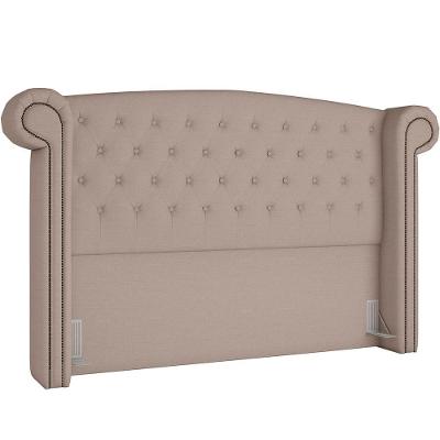 Cabeceira Cama Box King Com Tachas 195 Cm Sofia P05 Linho Bege Areia
