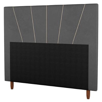 Cabeceira Solteiro 90cm Veludo Cinza