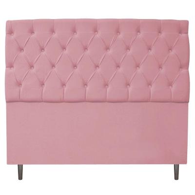 Cabeceira Estofada Liverpool 195cm King Suede Rosa Bebê