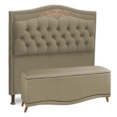 Cabeceira E Calçadeira Baú Box Casal Queen Size 160cm Areia