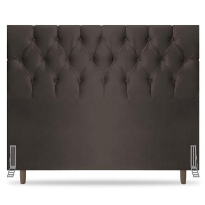 Cabeceira Box Casal King Size Madrid 195cm Suede Marrom